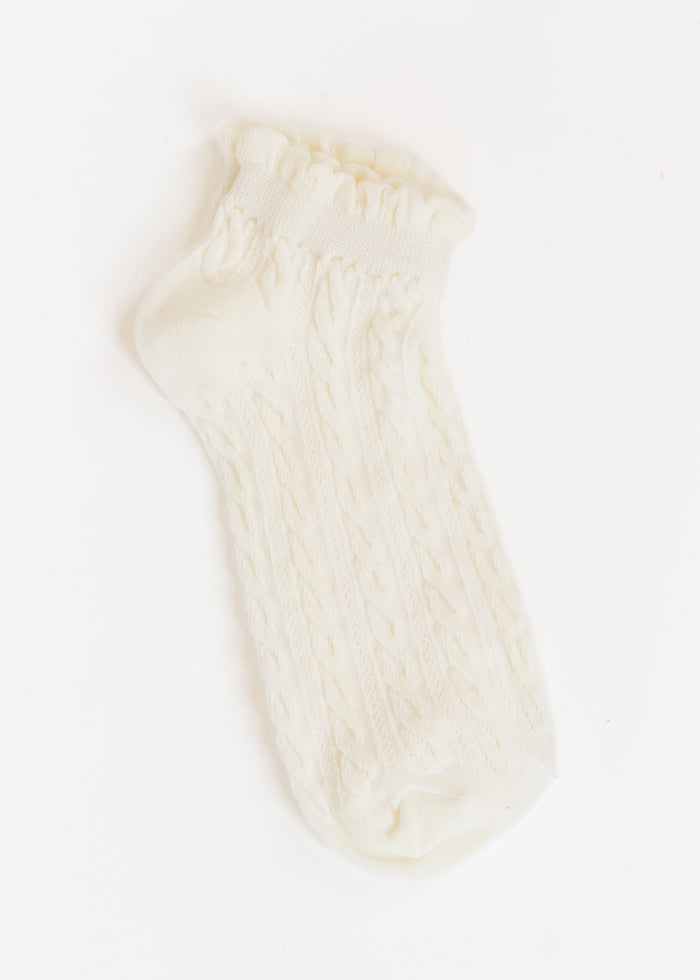 White Retro Ruffle Ankle Socks Accessory
