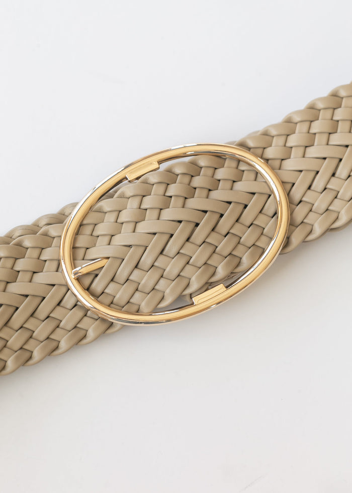 Wide Woven Oval Buckle Belt Accessory