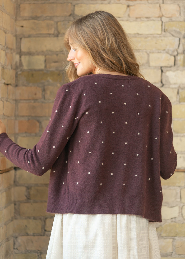 Wool Blend Raised Polka Dot Button Down Cardigan FF Layering Essentials