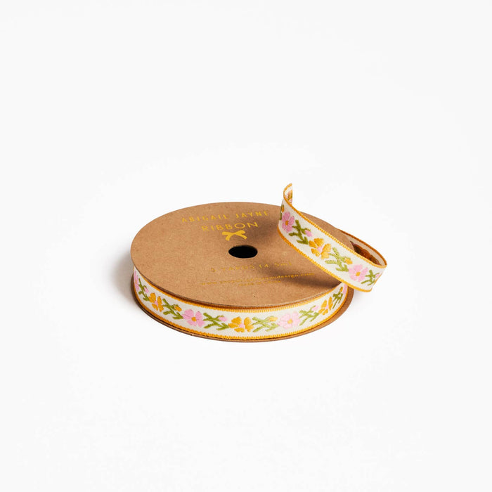Woven Ribbon | Pink Vine Floral