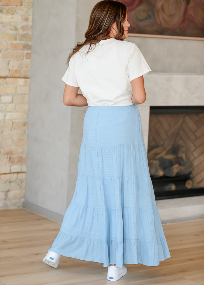 Woven Tiered Drawstring Maxi Skirt FF Skirts