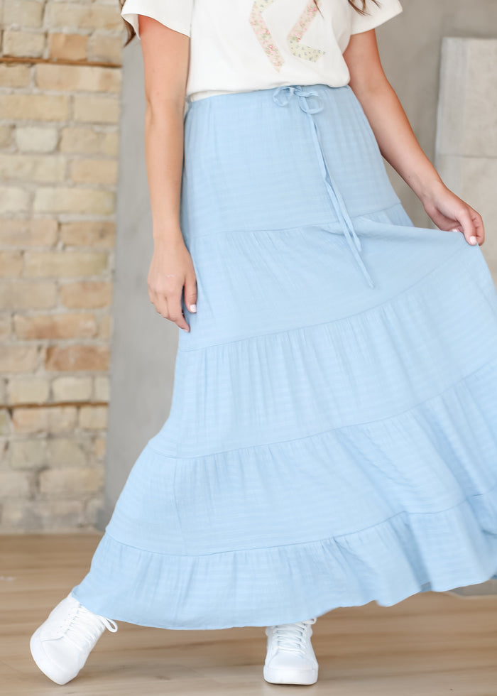 Woven Tiered Drawstring Maxi Skirt FF Skirts