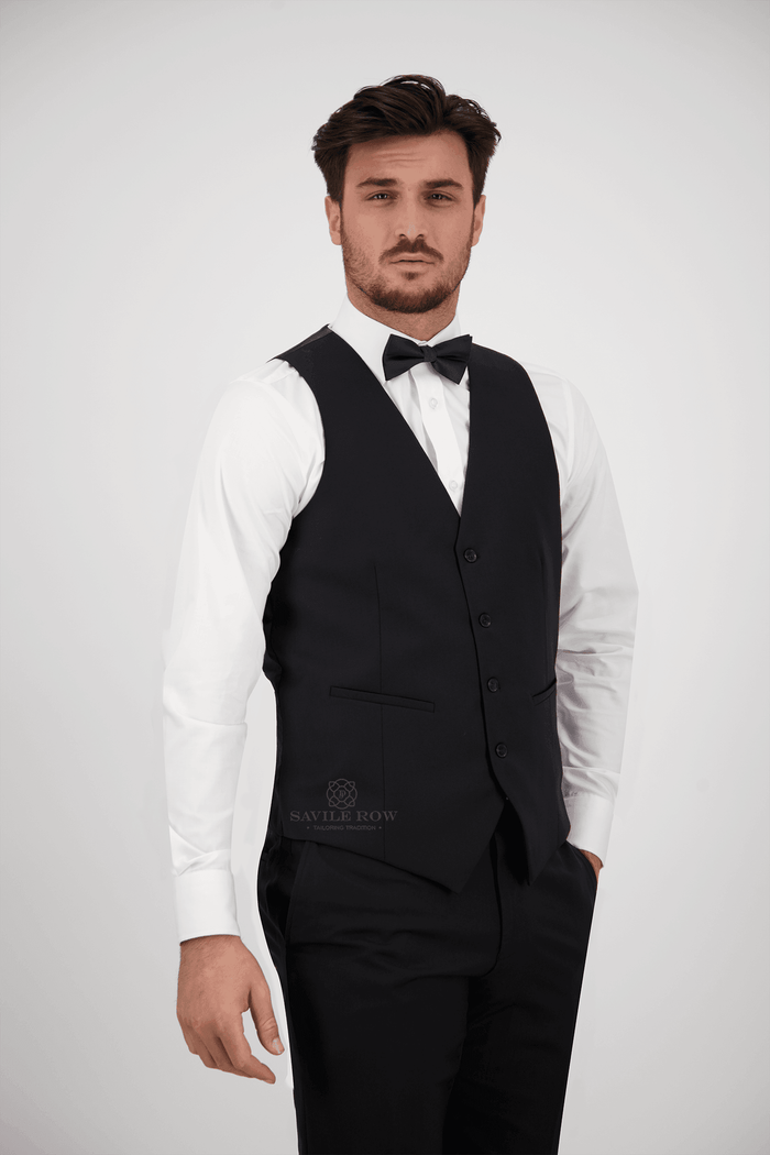 X9 Black Saul Waist Coat - Harrys for Menswear