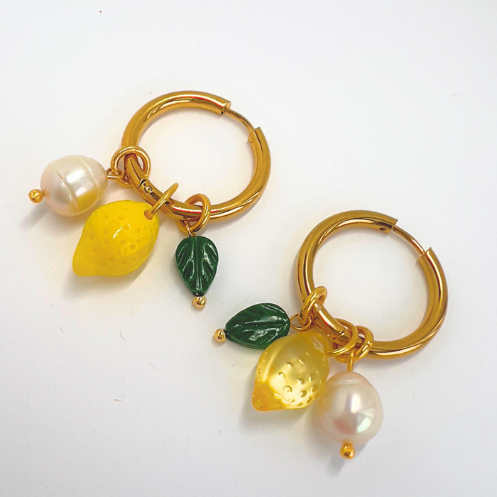 Yellow Dots Studio - Fun Lemon Earrings | Freshwater Pearl Earrings