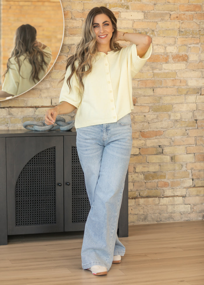 Yellow Lightweight Short Sleeve Cardigan FF Layering Essentials