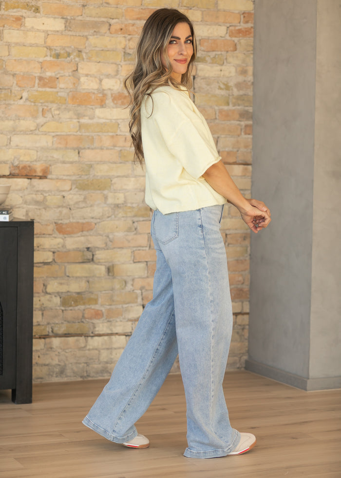 Yellow Lightweight Short Sleeve Cardigan FF Layering Essentials