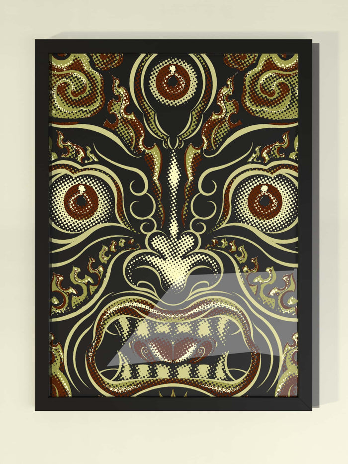 YogaBhoga Fire Face Framed Poster - symbolika