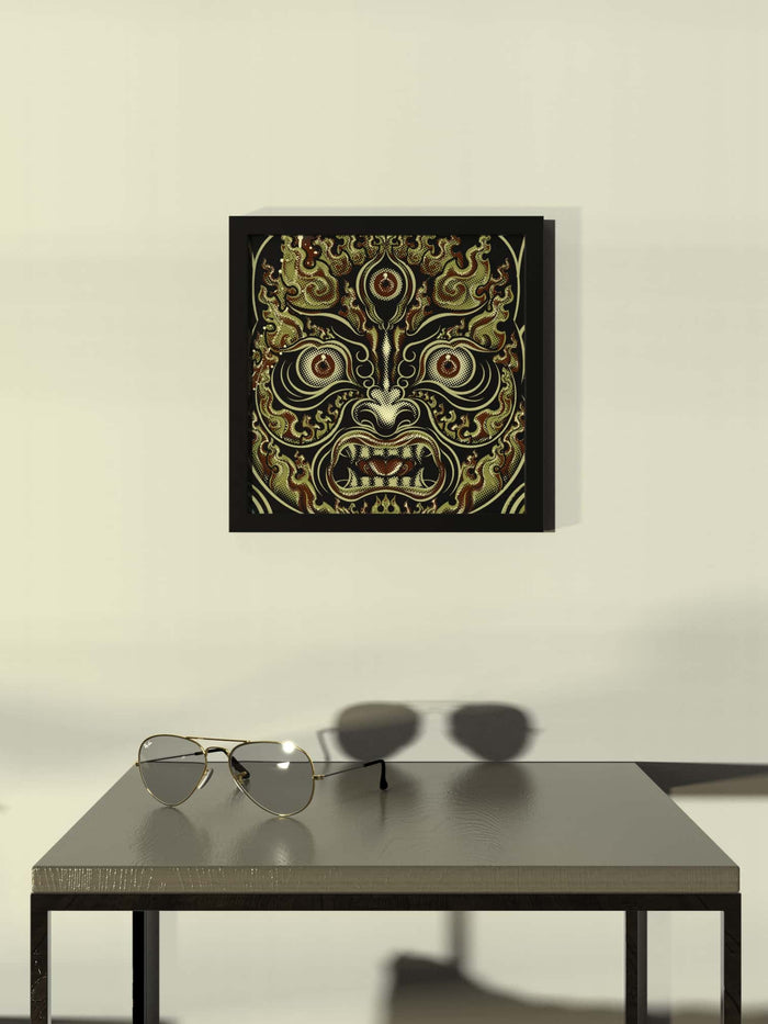 YogaBhoga Fire Face Framed Poster - symbolika