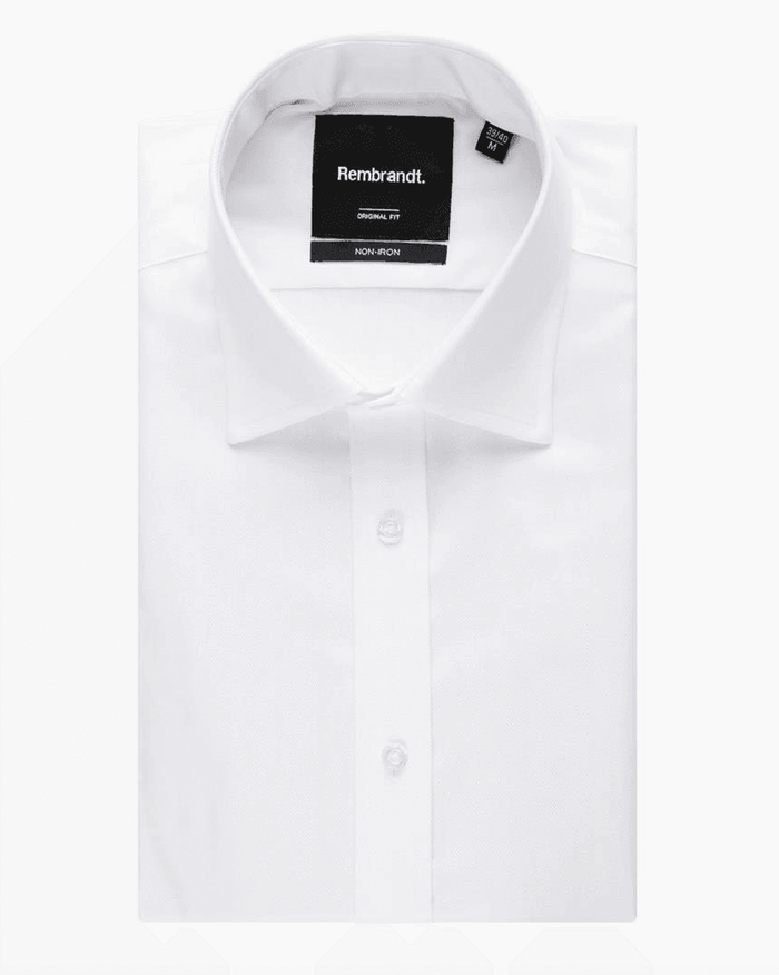 York White Herringbone Non - Iron Shirt - Harrys for Menswear