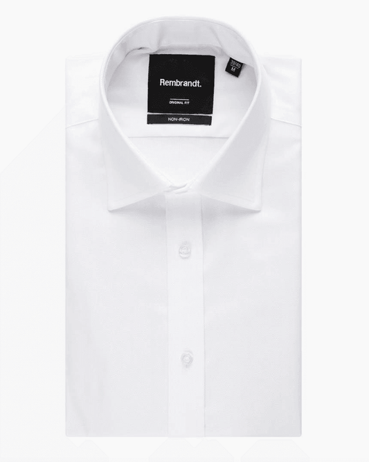 York White Herringbone Non - Iron Shirt - Harrys for Menswear